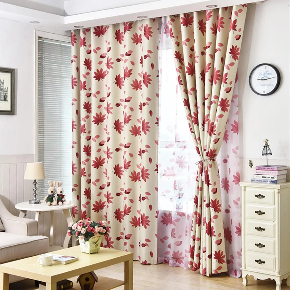 Затемняющие шторы с красными кленовыми листьями для гостиной спальни оконные