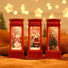 노인들의 전화 부스 인테리어 크리스마스 장식, 작은 오일 램프 장면 레이아웃, 조명 장식 장난감 선물, 신제품
