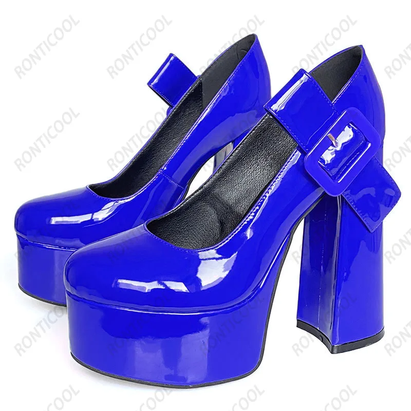 Ronticool/Новое поступление женские туфли-лодочки на платформе массивном каблуке с