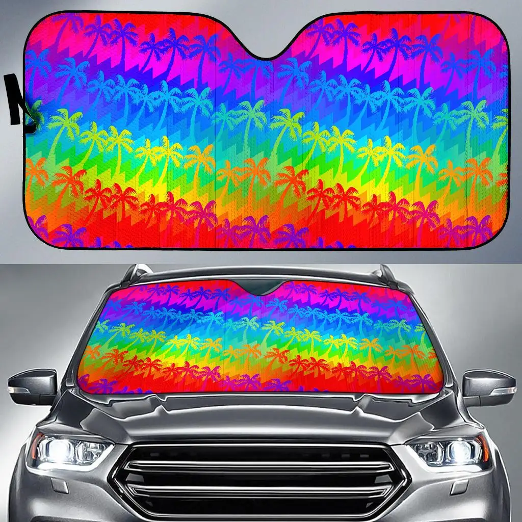 

Rainbow Palm Tree Pattern Print Car Sun Shade