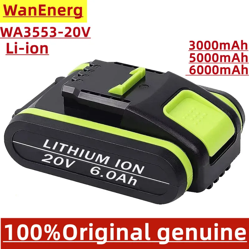 

2022 new electric tool rechargeable replacement battery 20V3.0ah 5.0ah 6.0ah lithium battery for Worx wa3551 wa3553 wx390 wx176