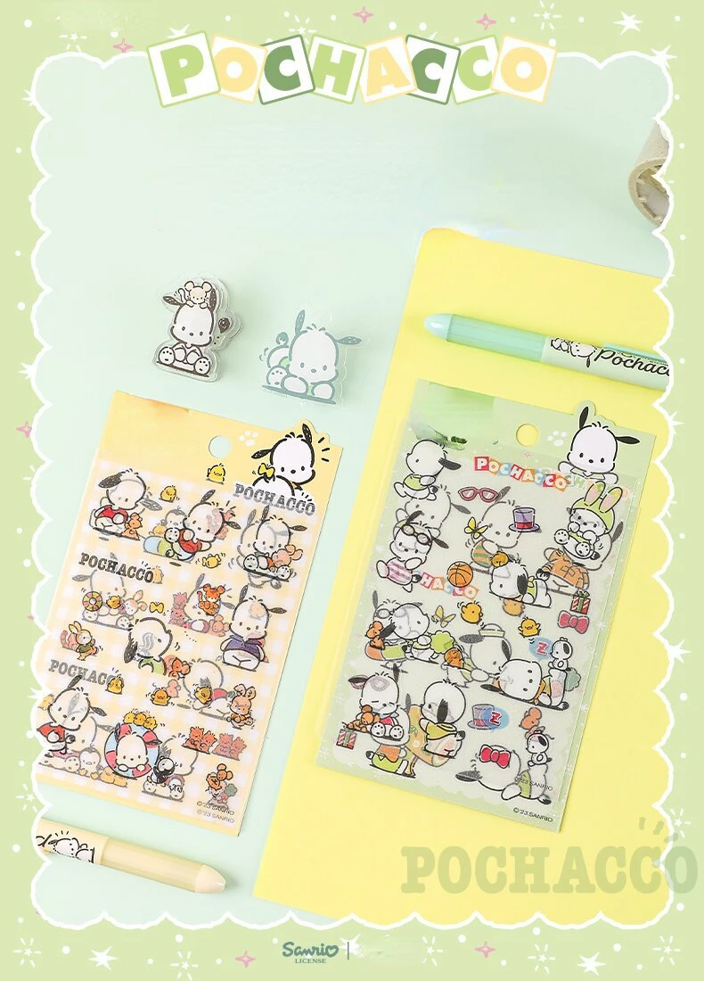 

48 packs/box Sanrio Pochacco cartoon animation kawaii student PET sticker paper high-value children's toy gift