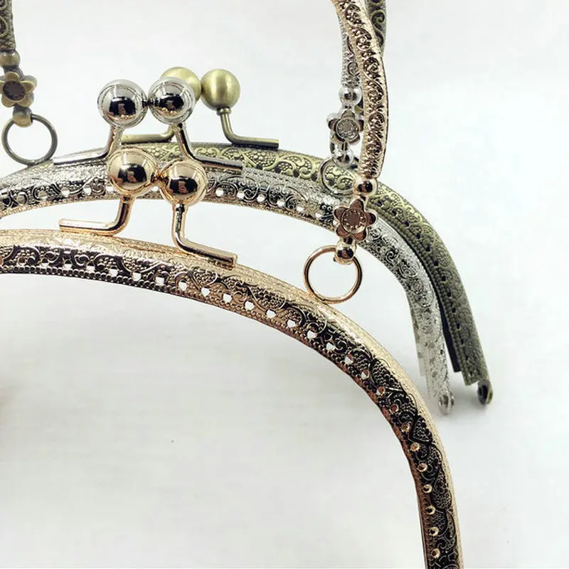 10pcs 16.5cm Metal Clasps Purses Frame Embossed Handles for Handbags Kiss Lock DIY Crafted Silver Tone Bag Accessories