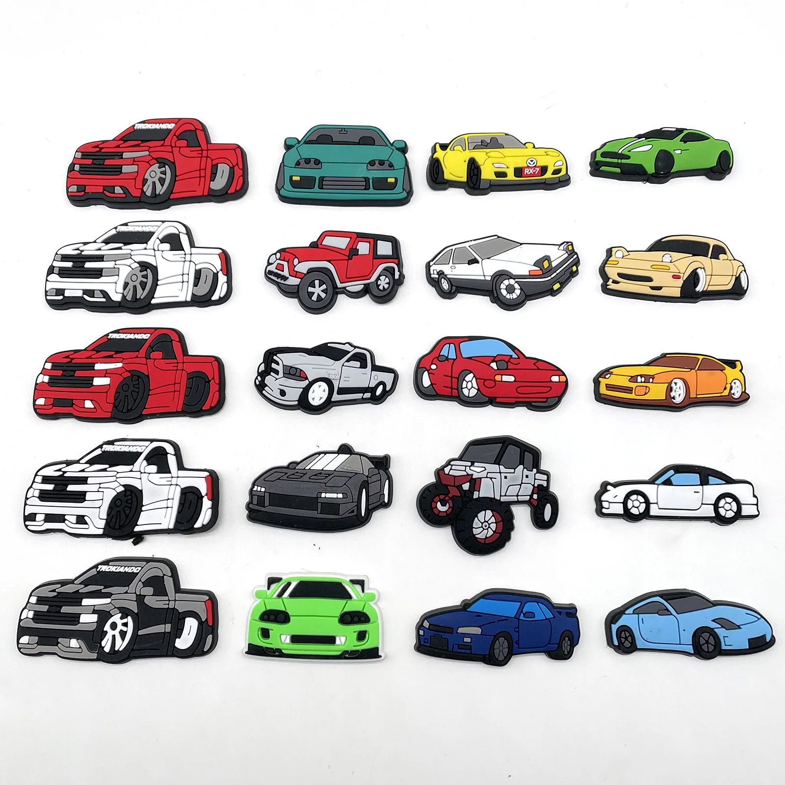 Hot sell 20Pcs/set fashion Car Model Shoe Croc Charms Accessories Shoe Decoration For Jibz Boy Party Christmas Gift