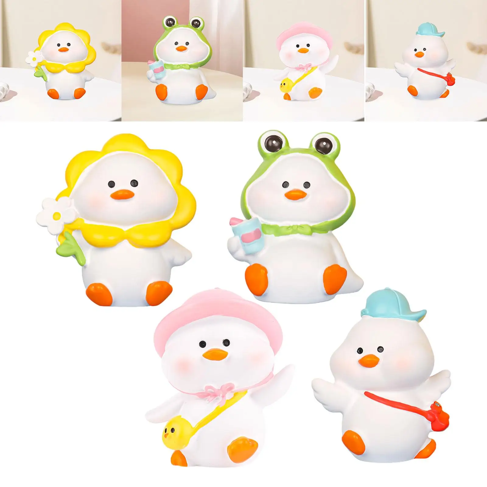 Cartoon Duck Statue Desktop Ornament Car Dashboard Decoration Small Sculpture