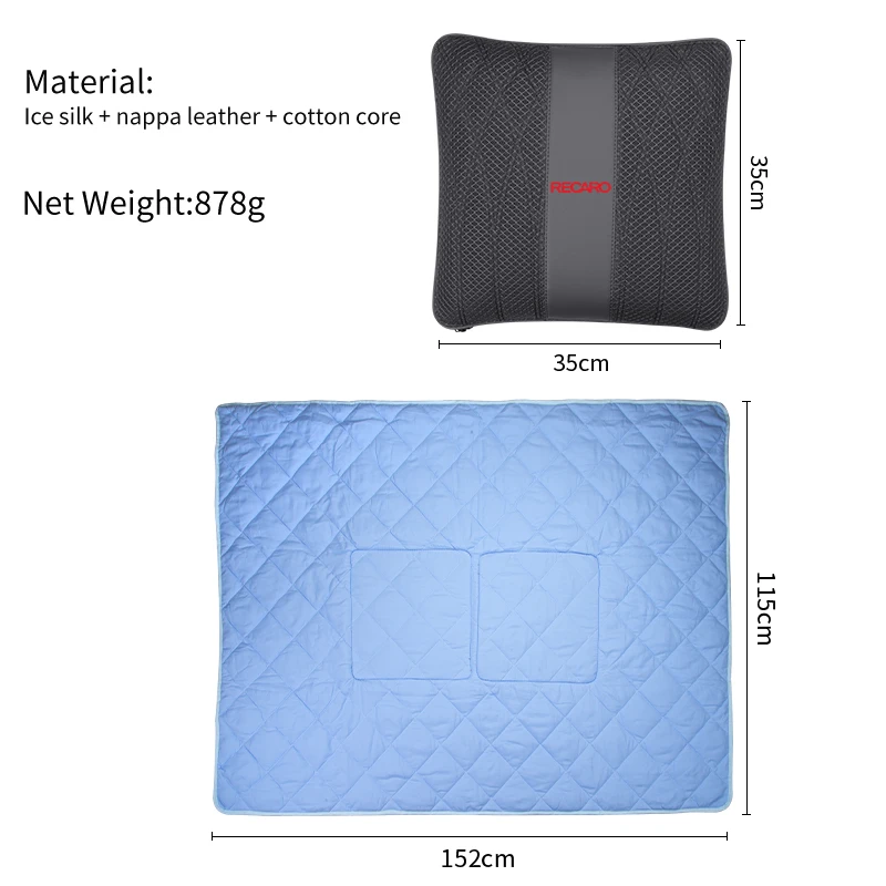 Car Headrest Pillow Cushion Lumbar Lce Silk Fabric Home Sofa Quilt For RECARO Racing