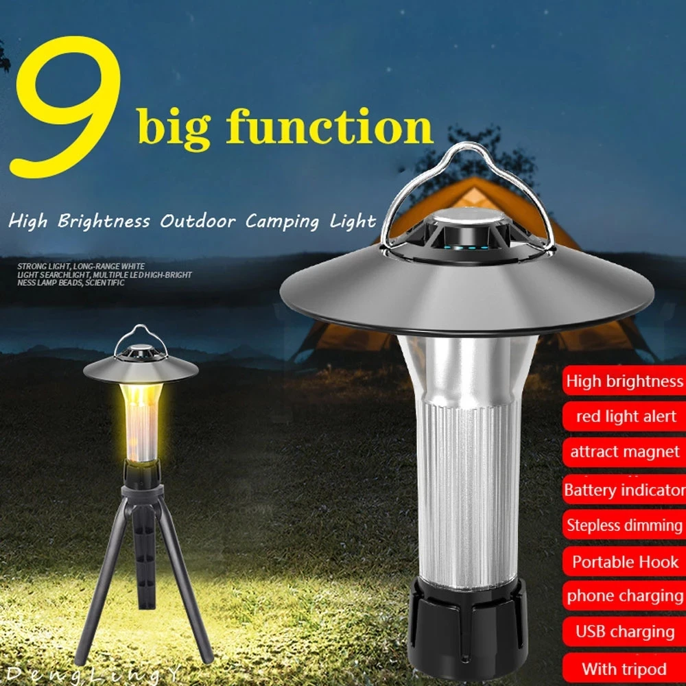 

3000mAh Camping Light with Magnetic Base USB Rechargeable Flashlight Lantern 5 Lighting Modes Led Flashlights Camp Supplies
