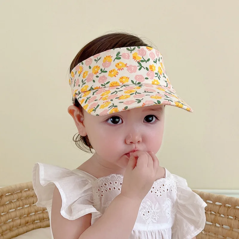 Summer Baby Sun Hats Adjustable Visor UV Protection Empty Top Cap Kids Boy Girl Outdoor Beach Hat Running Sunscreen Cap 6-36M