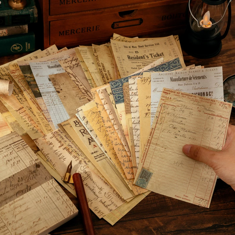 

100 pcs/pack Memo Pad Material paper Retro literary Letter Flower diy decorative collage lightweight paper writing 8 Choices