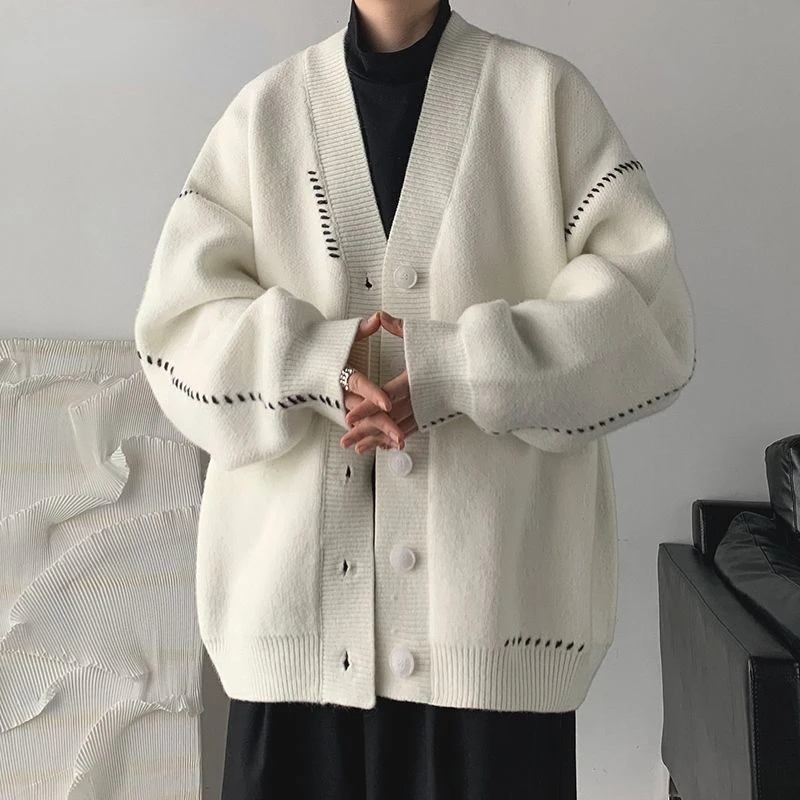 

Кардиган нишевый однотонный дизайнерский японский свободный простой свитер кардиган цветной Корейский мужской свитер Повседневный Модны...
