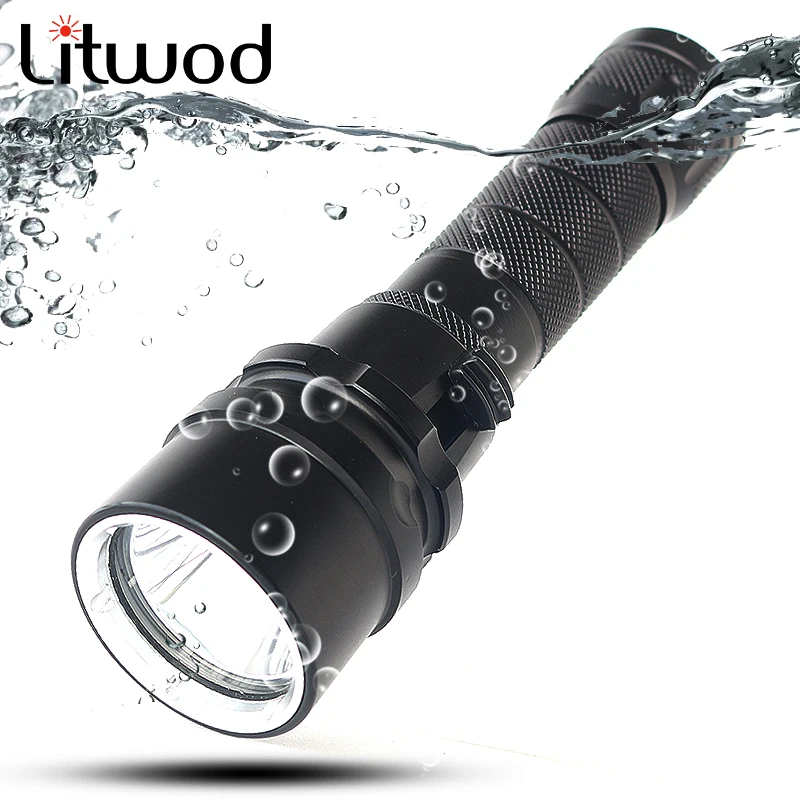 

Светодиодный фонарик Litwod для дайвинга, фонарик D52, 120 лм, XM-L2 U3, Водонепроницаемый Подводный фонарь для дайвинга с батареей 18650
