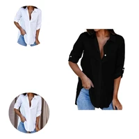 autumn shirt turn down collar buttons closure comfortable simple fashionable slim blouse tunic shirt for daily life