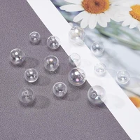 24pcs 4 sizes globe glass beads 2holes hollow ball crystal wish bottle beads for diy pendant charms stud earring making
