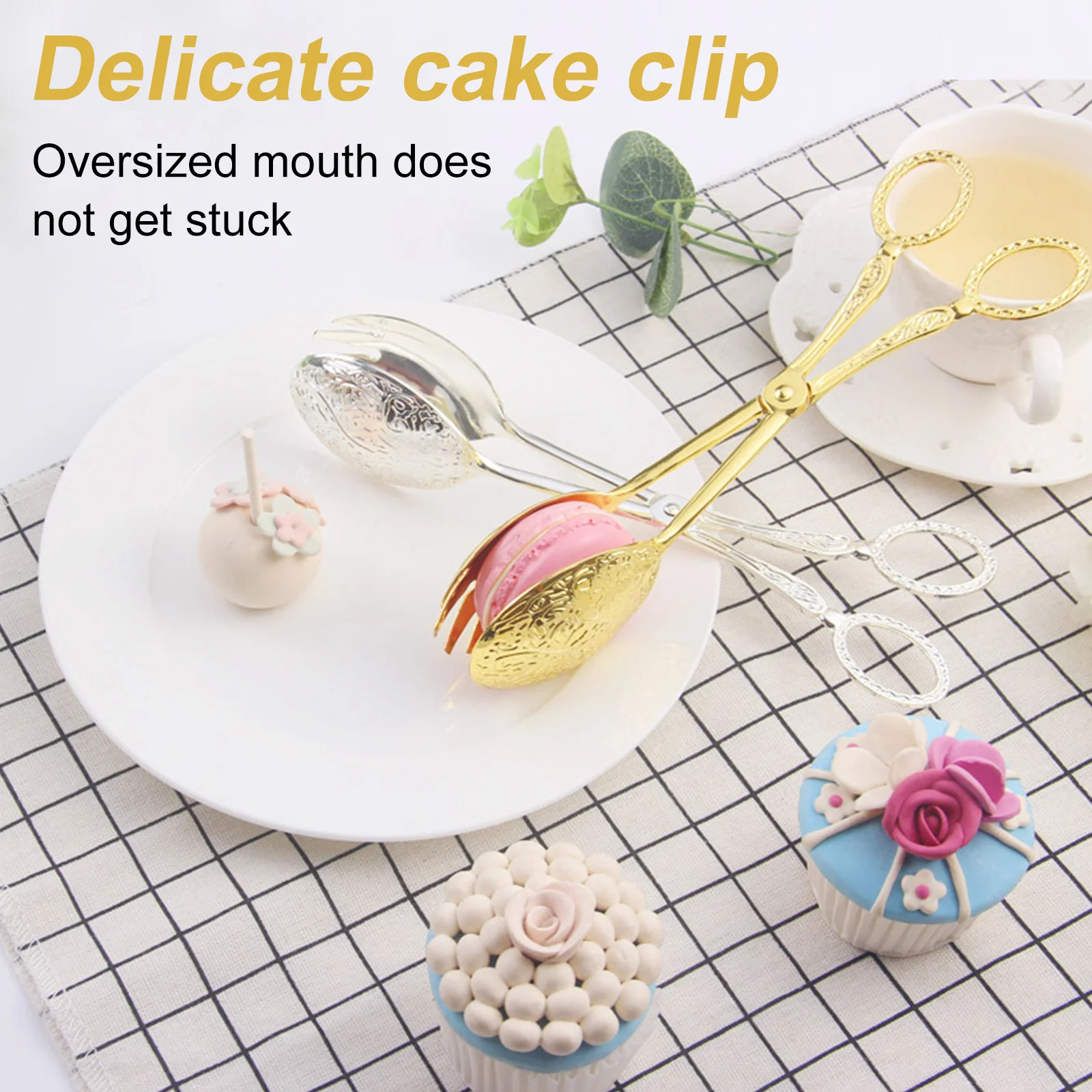 

Vintage Food Tong Zinc Alloy Salad Snack Cake Clip For Cafe Pastry Weeding Non-Slip Kitchen Utensils