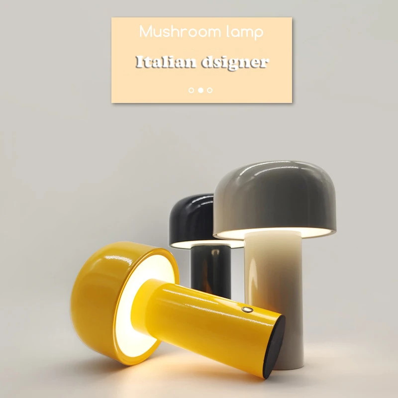 

Настольная Светодиодная лампа в итальянском стиле, креативная Беспроводная перезаряжаемая лампа в виде грибов, с регулируемой яркостью и сенсорным управлением, декоративное искусство