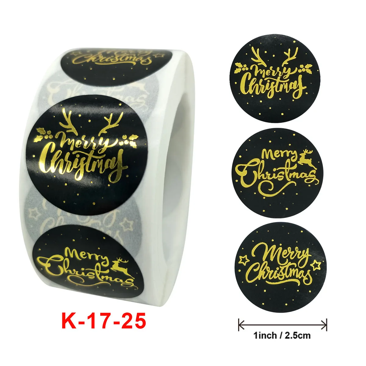 

500Pcs 1 Inch Merry Christmas Golden Text Fashion Stickers For Celebrate Festival Party Label Gift Decoration Envelope Sealing