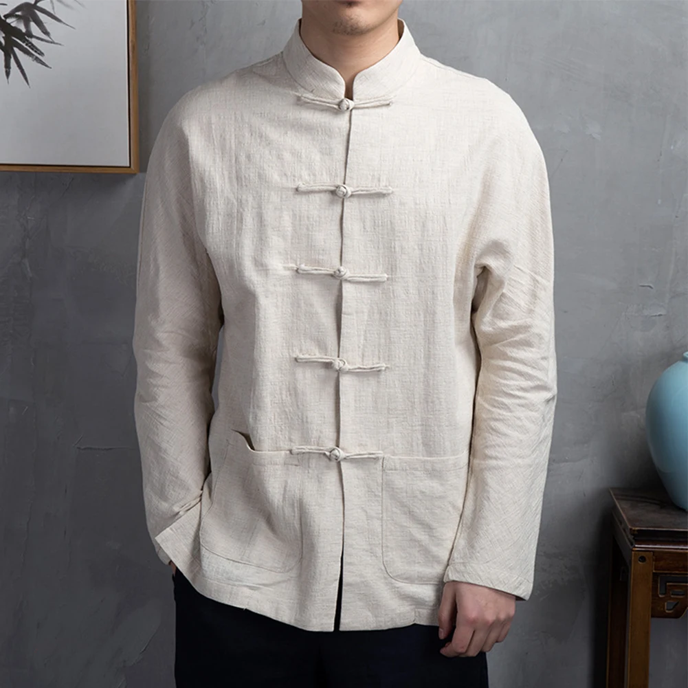 

Comfortable Mens Tops Mens Jacket Cardigan Chinese Clothing Coat Cotton+Polyester Daily Jacket Kung Fu Long Sleeve