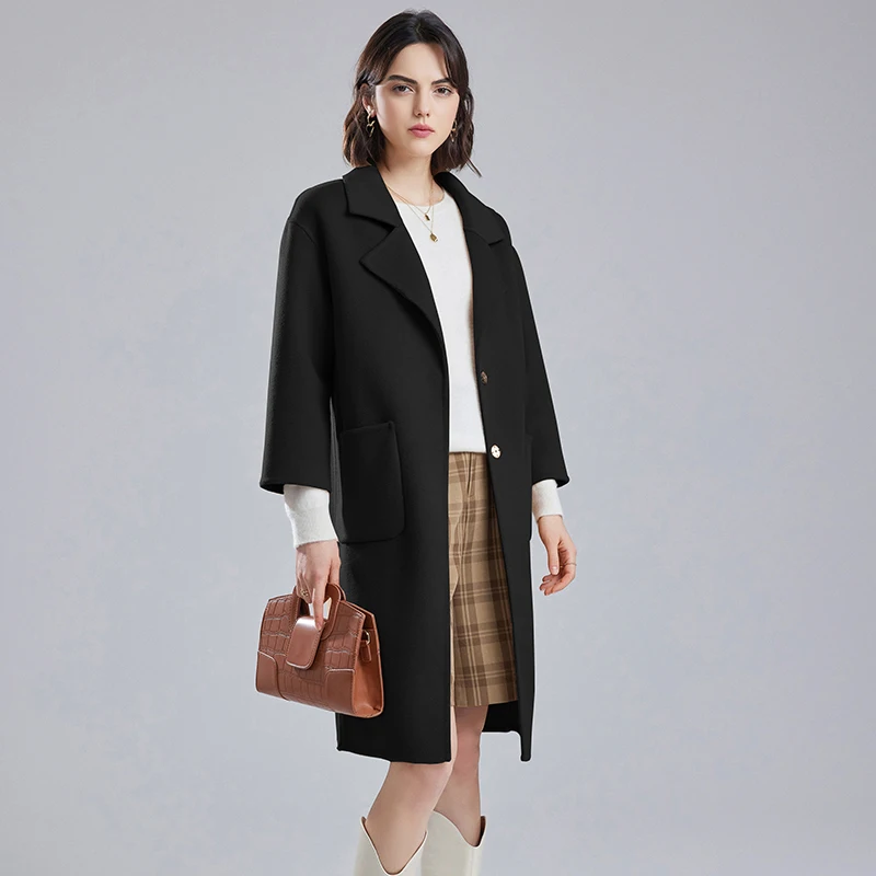 

Двустороннее кашемировое пальто для женщин Корейская версия длинное осенне-зимнее Новое однотонное приталенное пальто из 100% чистой шерсти