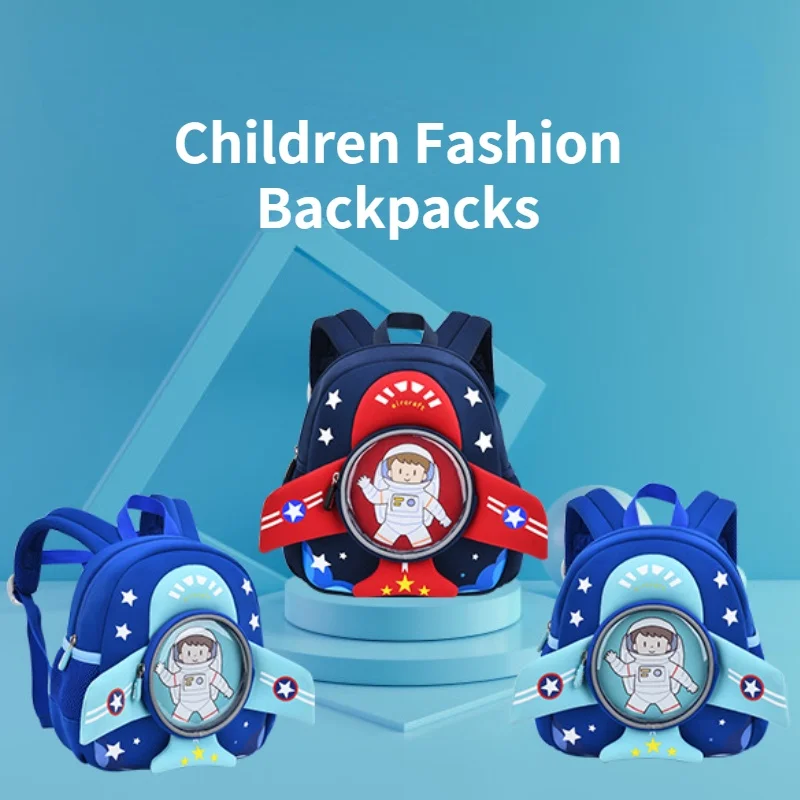 Cute Children Cartoon Rocket Astronaut Small Backpacks New Girl Boy Students Anti Lost Fashion Schoolbags In Kindergarten Hot