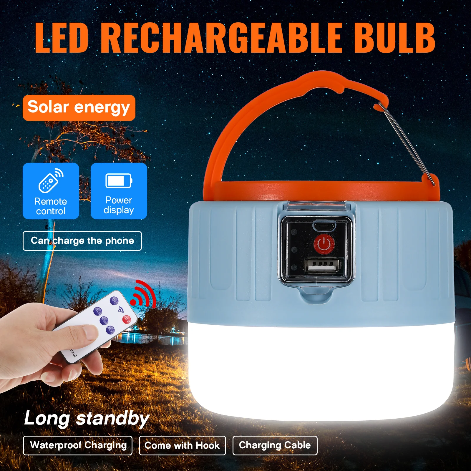 

Solar Tent Lights Tents Camping Lantern USB Rechargeable Lighting Operated Outdoor