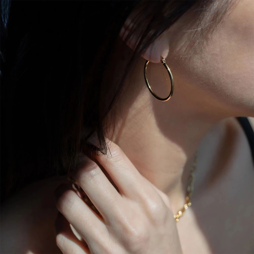 E-Manco 25 мм модные серьги из нержавеющей стали для женщин минималистичные тонкие