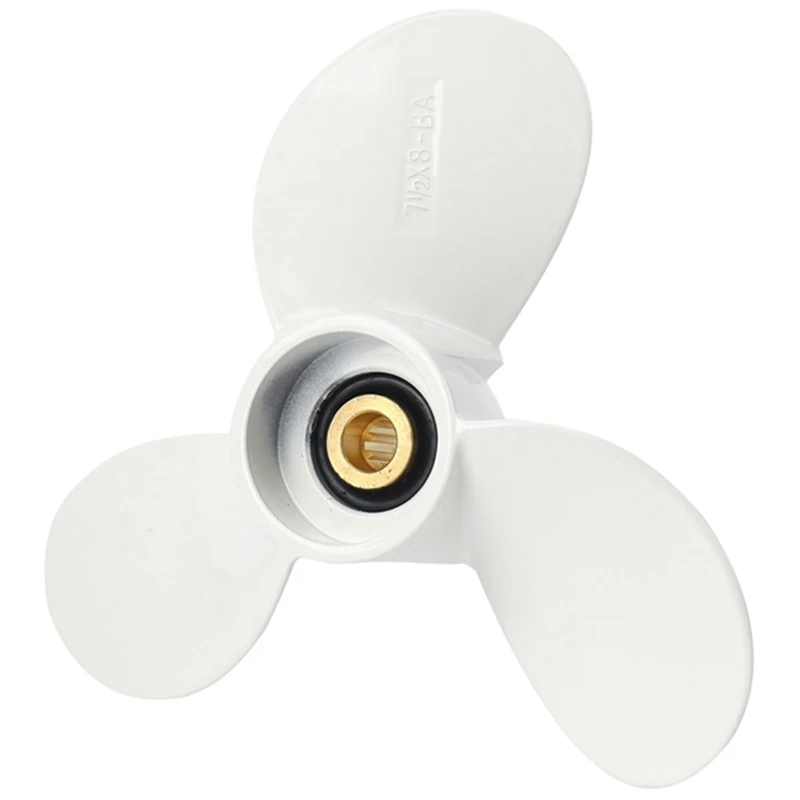 

1 PCS Outboard Propeller 7 1/2X8-Ba White 6E0-45941-01-El For Yamaha Mariner 4-6Hp 3 Blades 9 Spline Tooth R Rotation