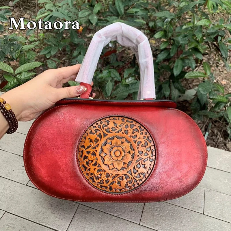 

MOTAORA New Retro Leather Shoulder Bag Women 2023 High Quality Large Capacity Embossing Handbag Versatile Crossbody Bags Ladies