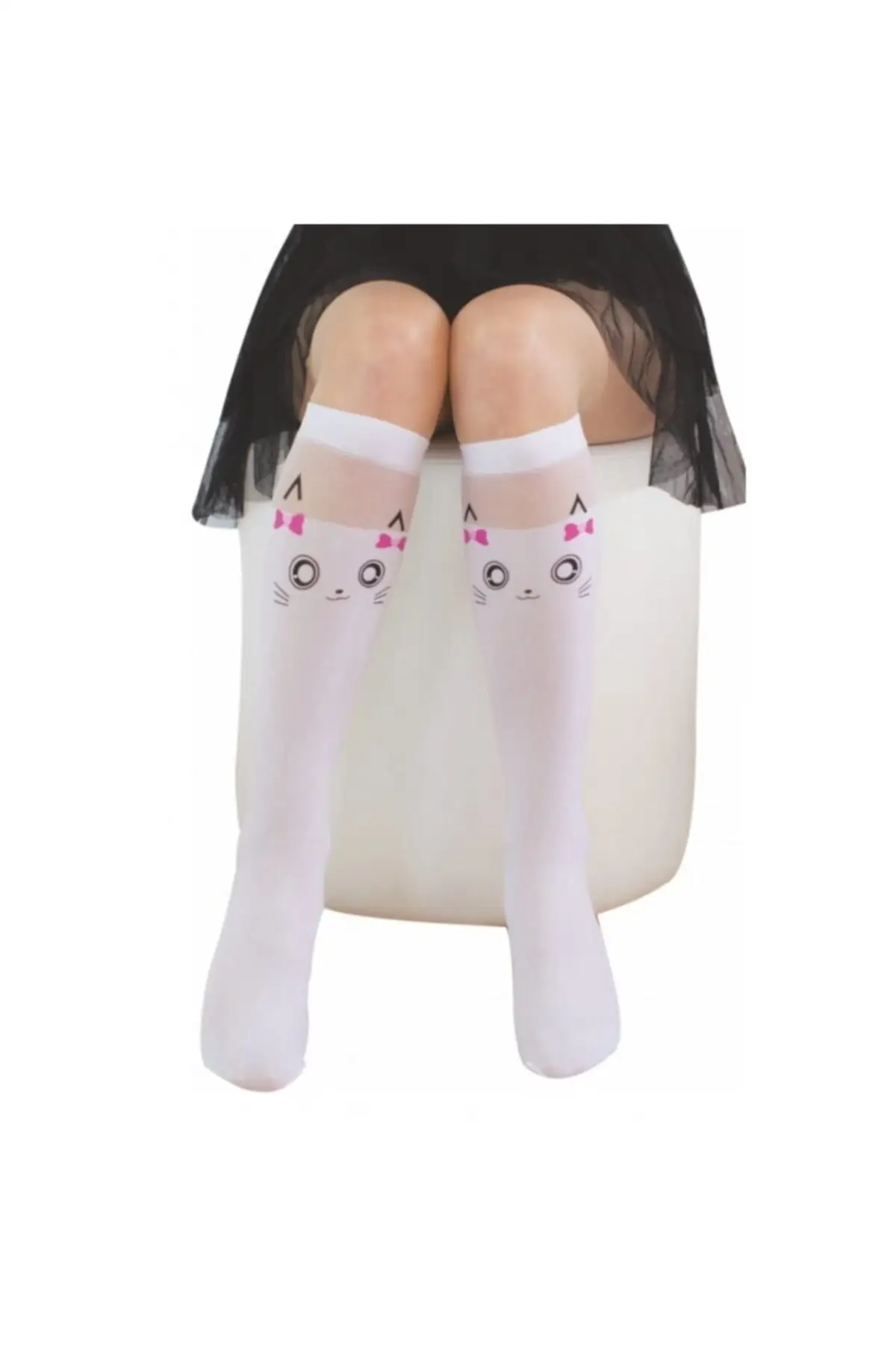 

Girl child white accessories knee socks 3-piece underwear
