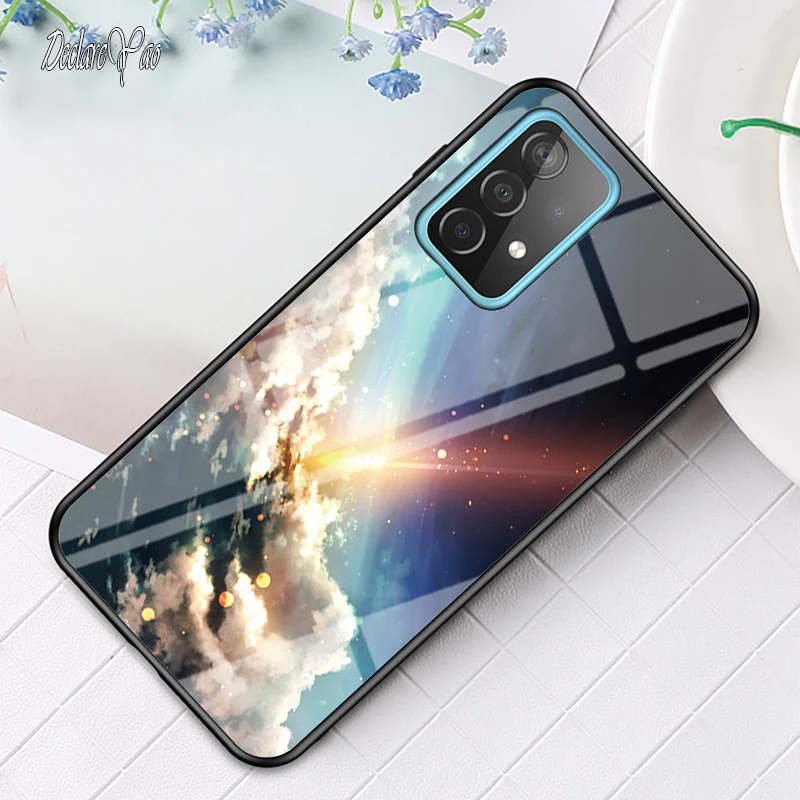

A73 A53 Cover DECLAREYAO Hard Glass Coque For Samsung Galaxy A33 A03S A03 Core A03 Case Silicone Frame Slim Tempered Glass Cover