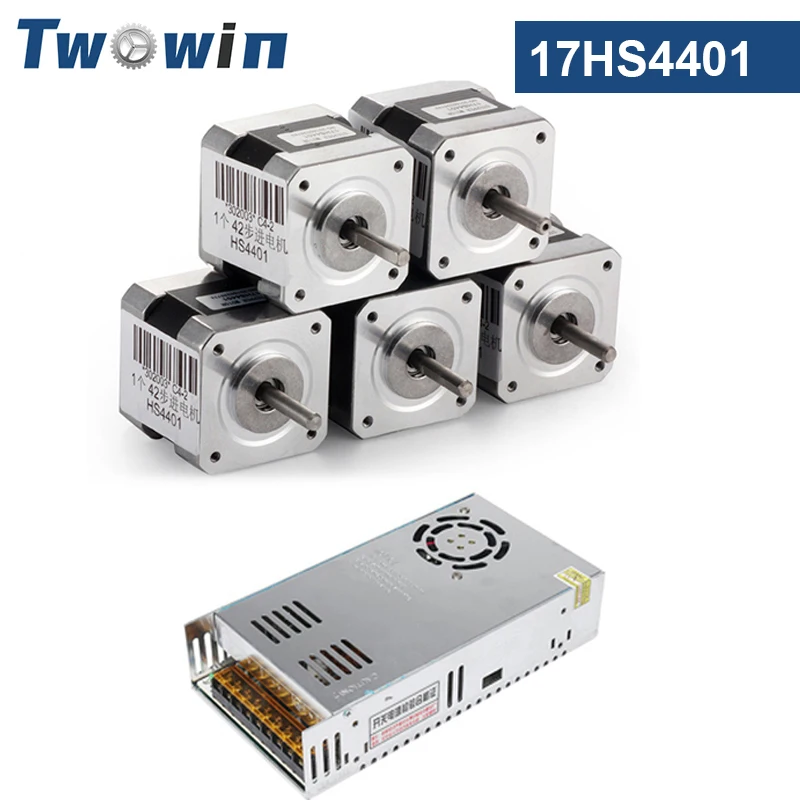 

TWOWIN 5 шт. 4 ведущий шаговый двигатель Nema17 42 Шаговый двигатель Nema 17 42BYGH 1,7a 360 Вт 12 В 30A источник питания для 3D-принтера с ЧПУ