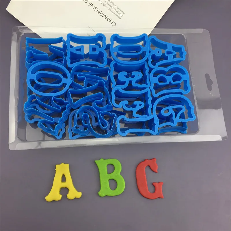 

26Pcs/set Large English Letter Cookie Cutter Molds A-Z Capital Alphabet Biscuit Fondant Embosser Stamps DIY Word Cake Decoration