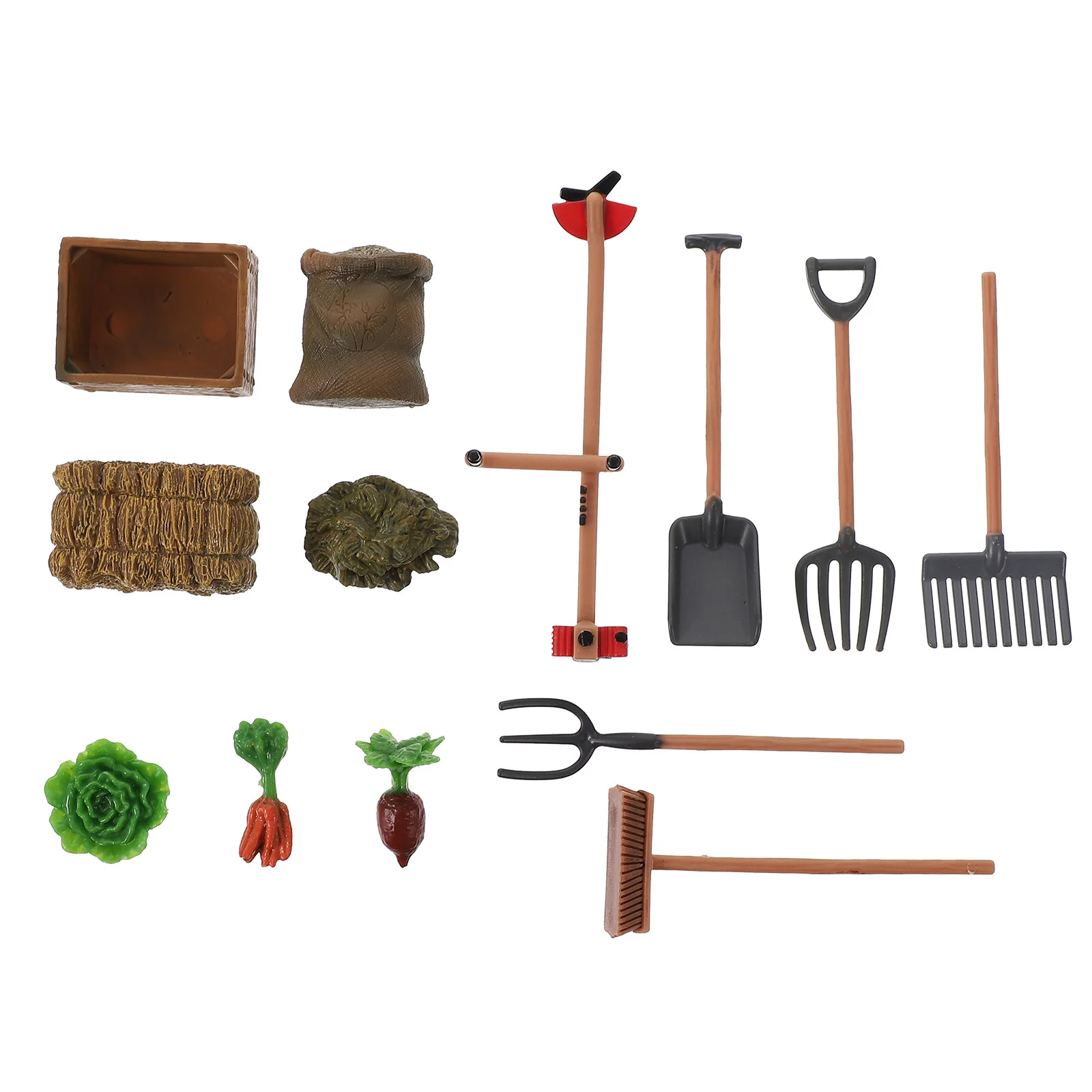 

13 Pcs Farm Tool Model Tabletop Miniatures Play Set Sand Decor Desktop Kids Plastic Material DIY Child Ornaments