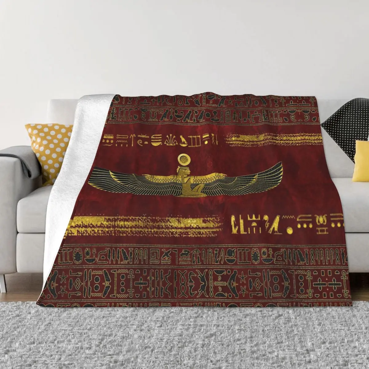 

Egyptian God Ornament Flannel Throw Blanket Ancient Egypt Blankets for Bedding Travel Warm Bed Rug
