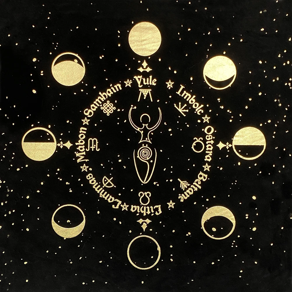 Скатерть для ТАРО с черным золотым принтом скатерть гадания алтаря дорожная