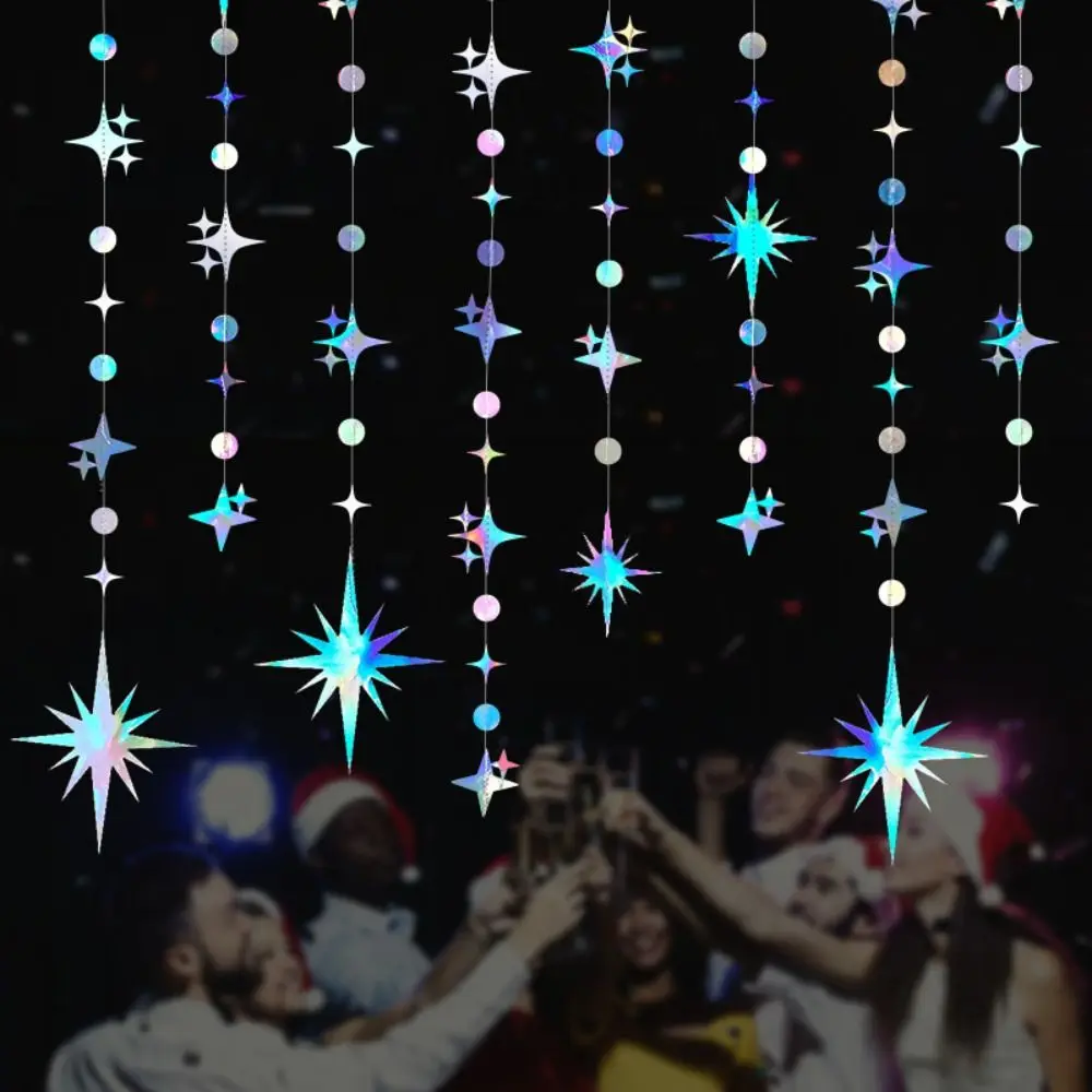 Круглая звезда круглая бумажная подвеска мерцающая подвесная гирлянда