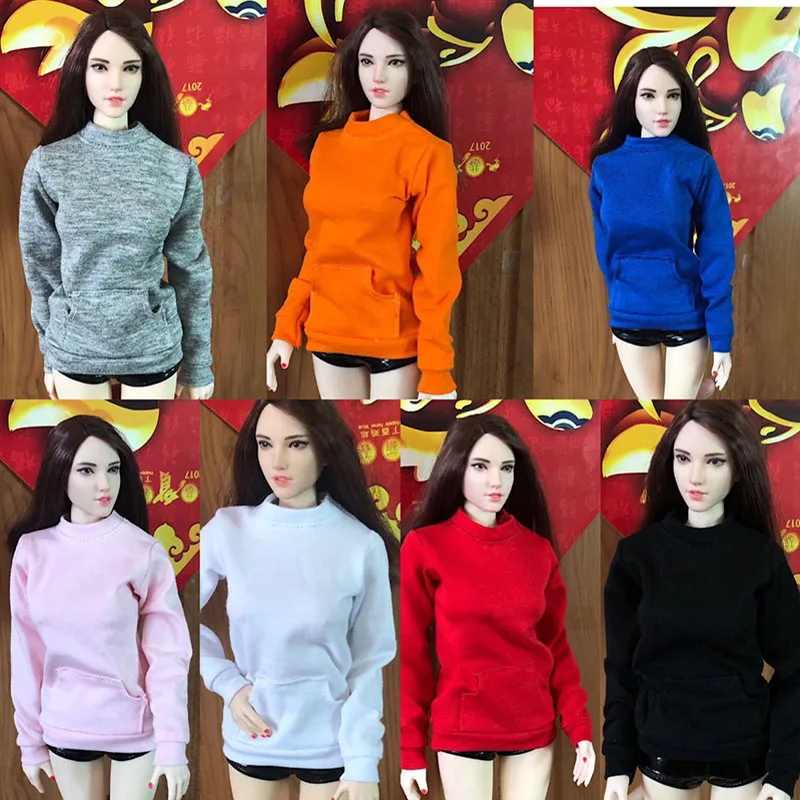 

7 Colors 1/6 Scale Solid Color Long Sleeves Round Neck Sweater Loose Pullover Hoodies Clothes Model for 12 icnhes Action Figure