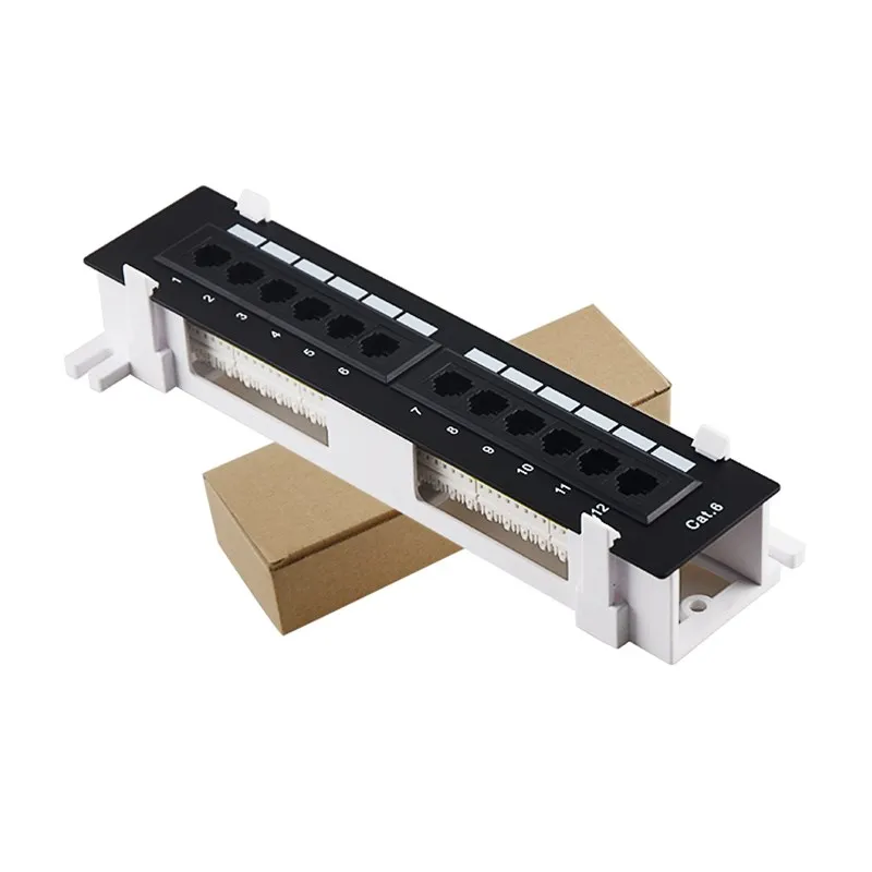 Network Tool Kit 12 Port CAT6 Patch Panel RJ45 Networking Wall Mount Rack with Surface Wall Mount Bracket