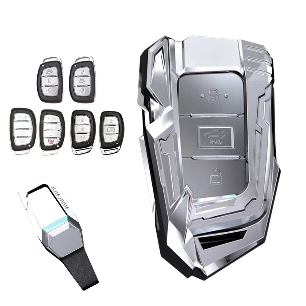 

Zinc Alloy Key Fob Cover For 2021 2020 2019 Elantra Ioniq Sonata Tucson Elantra GT Compatible with Smart 3/4 Buttons