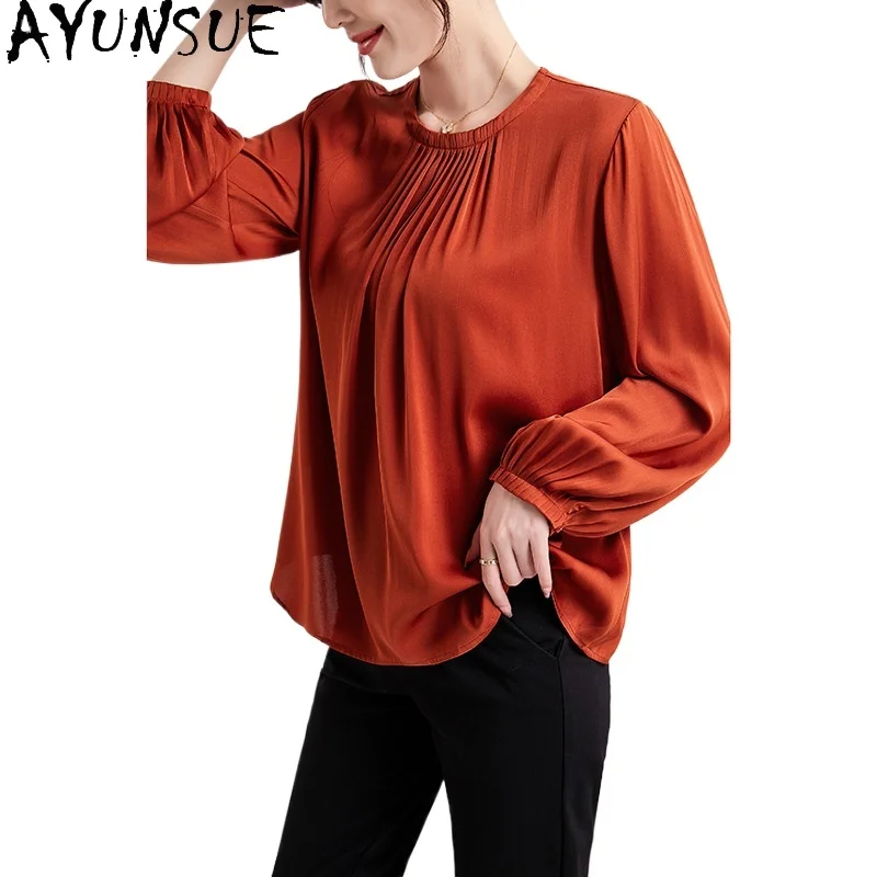 Женская блузка из шелка тутового шелкопряда свободного покроя