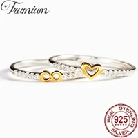 trumium 2pcs 925 sterling silver endless love heart rings for women cz couple ring engagement wedding jewelry dropshipping
