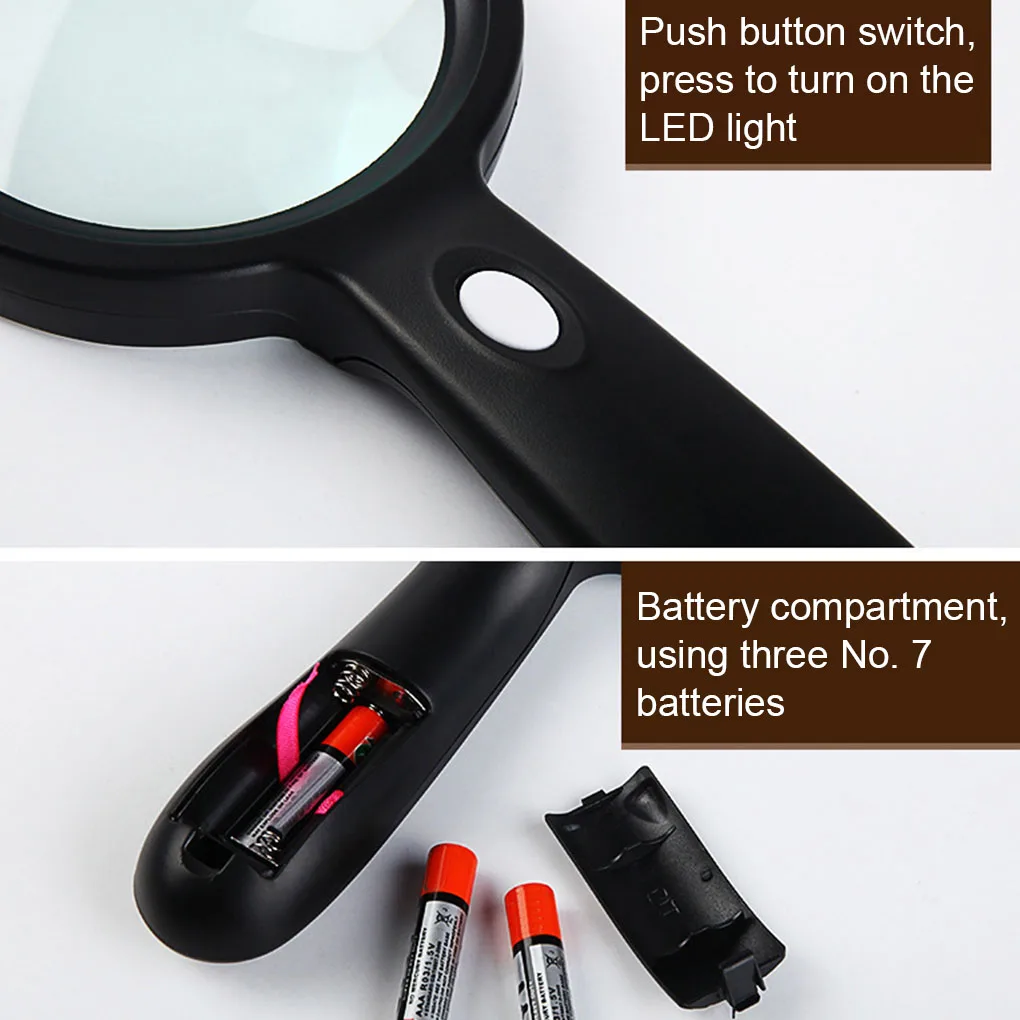 

10X Magnifying Glass with LED Lights Illuminated Magnifier Seniors Adults Needlework Sewing Repair Magnification Tool