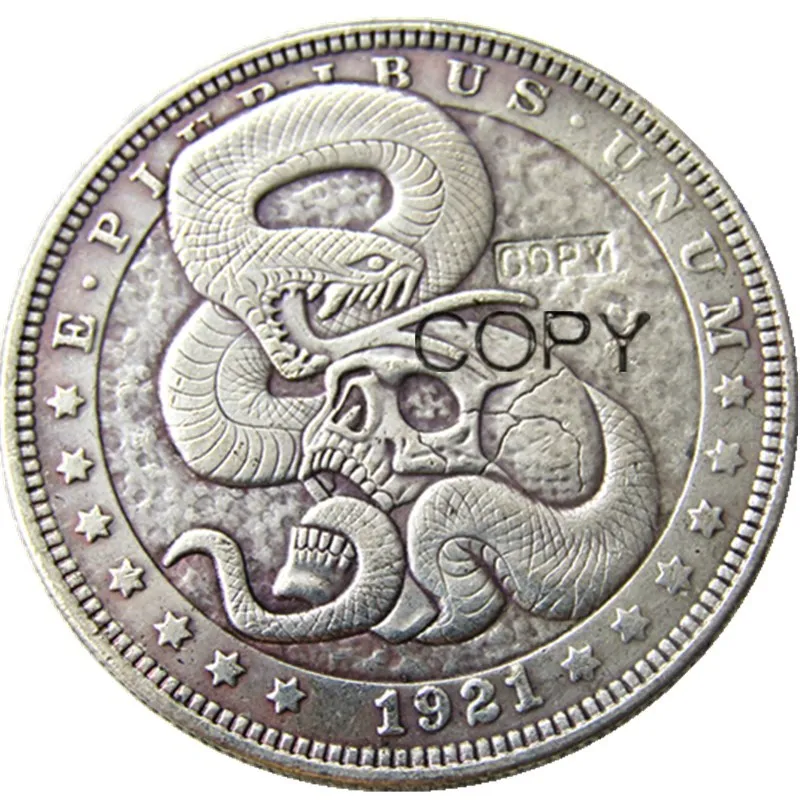 

HB(82)US Hobo Morgan Dollar Skull Zombie Zkeleton Silver Plated Copy Coins