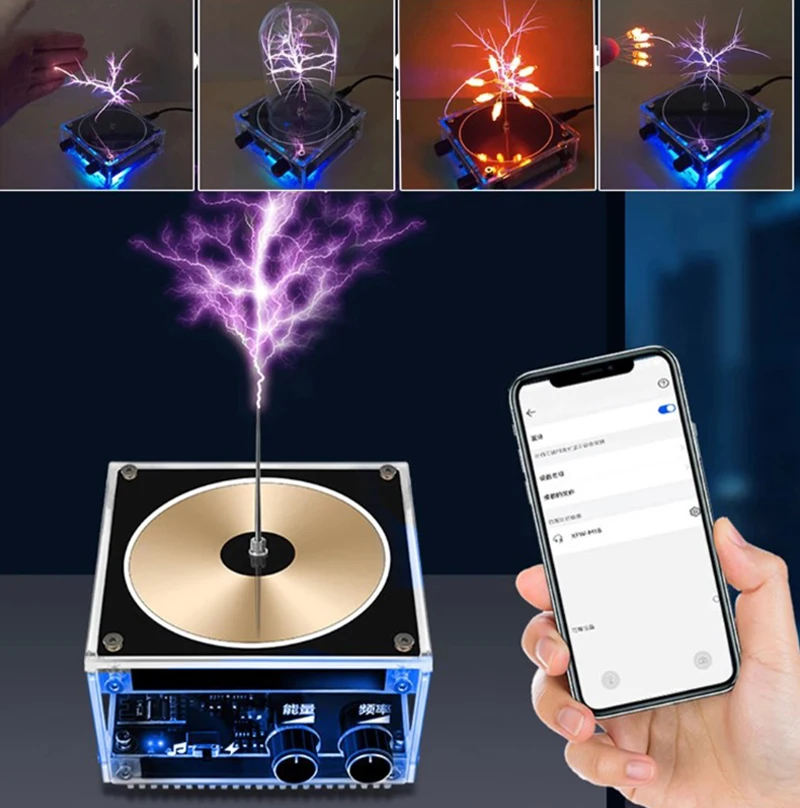 

Плазменный громкоговоритель Bluetooth-совместимый плазменный динамик беспроводное освещение Искусственный для Tesla AC110-240V для настольной игрушки модели