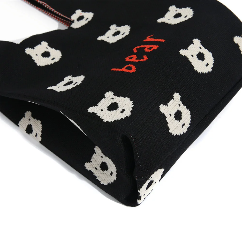 Вязаная сумка с милым медведем Женская сумочка оригинальный дизайн большая