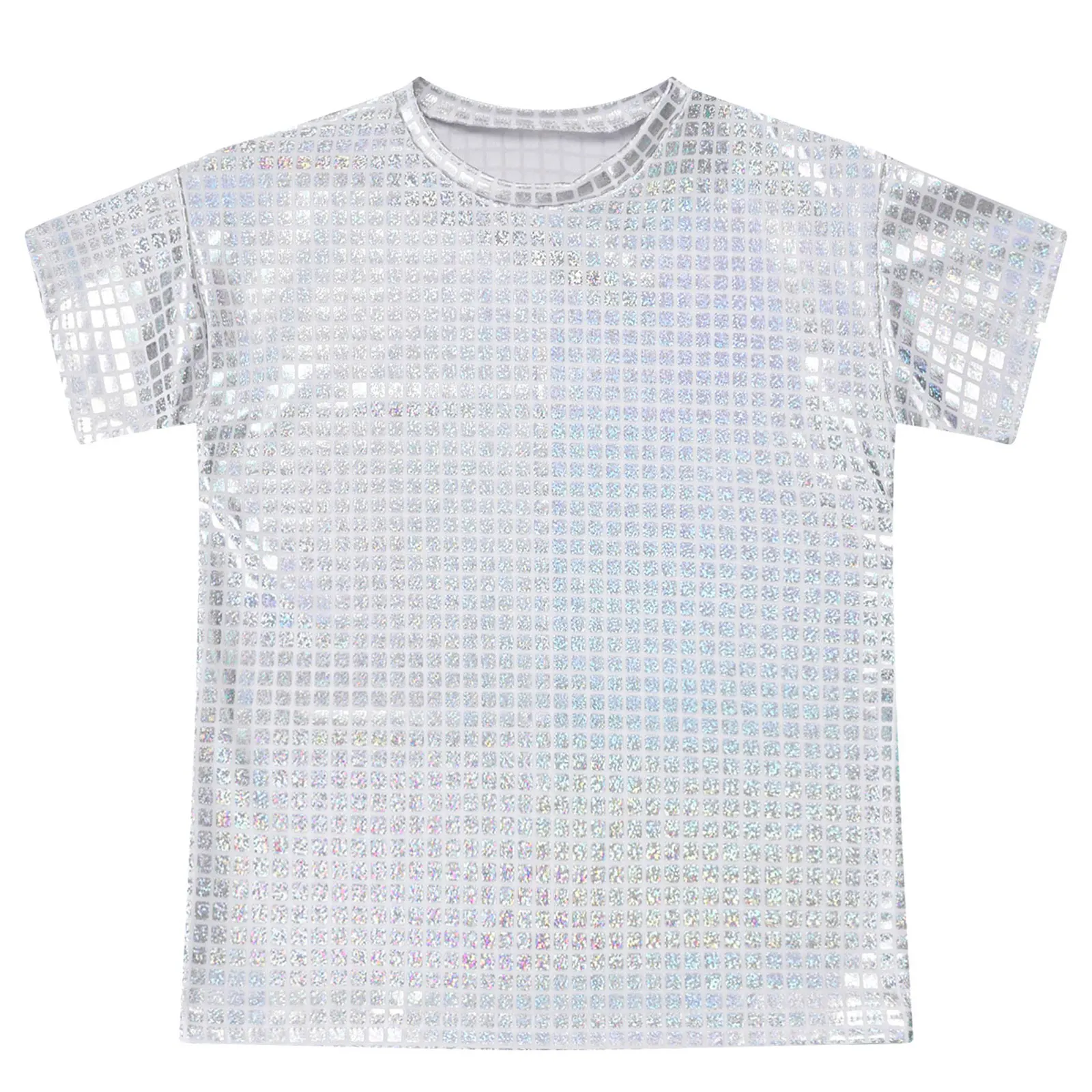 Детская футболка с блестящими блестками и коротким рукавом для девочек