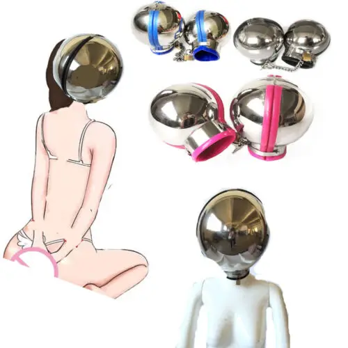 Manyjoy Luxury Stainless Steel Restraint Bondage Wrist Ball Handcuffs Chain BDSM Head Hood Roleplay Sex Adult Toys for Couple