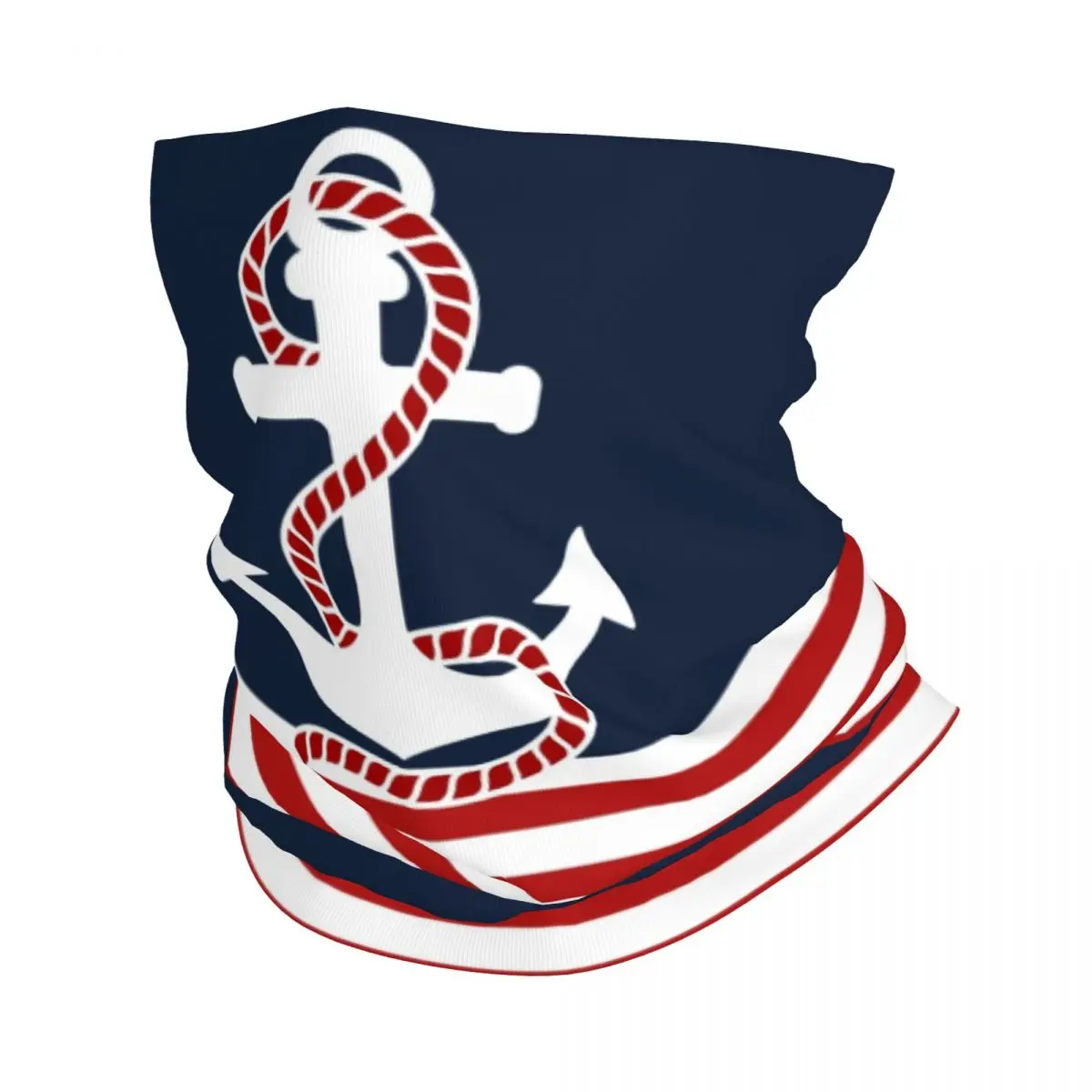 

Бандана с морскими полосками и красным якорем, Шейная гетра, ветрозащитный шарф для лица, мужская и женская Парусная подвеска, Балаклава