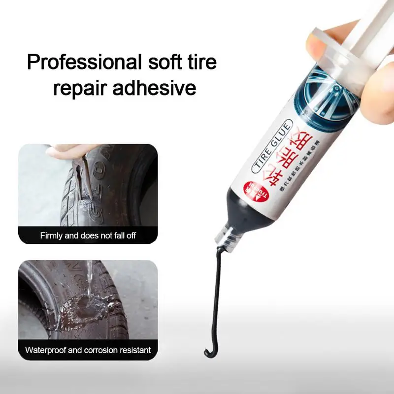 

30ml Car Tire Rubber Repair Adhesive Special Glue Tire Damage Repair Tire Crack Rubber Edge Strong Black PP Cold Patch Solution