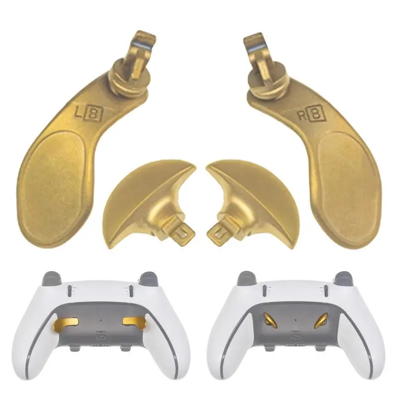 

For Edge Controller Back Panels Kit Gold/Black Replacement Metal Paddles Removable Paddle Kit 4pcs Metal Back Paddles