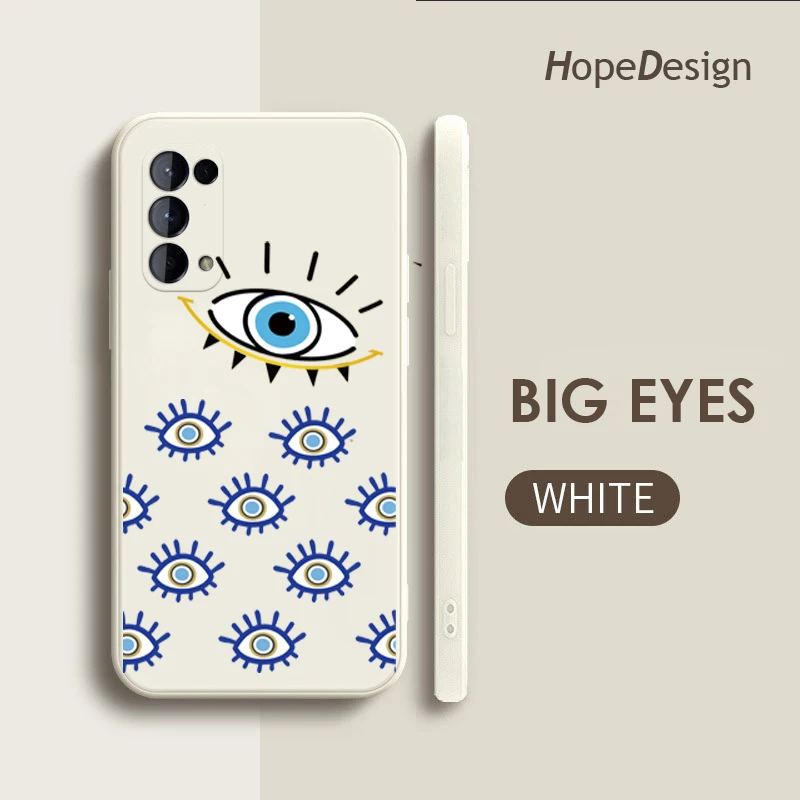 

New Fashion Big Eyes Phone Case For OPPO Reno 8 8Z 7 7Z 6 5 F19 F9 Pro 4G 5G Cute Liquid Soft Silicone Original Design Cover